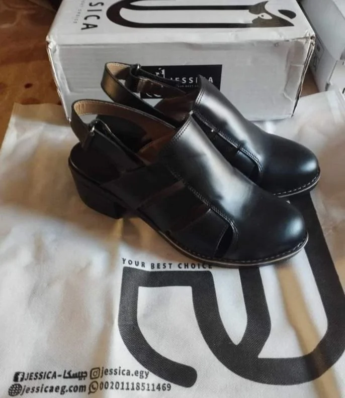 كود 310 حذاء حريمى بكعب جلد طبيعى - صورة حقيقية - جيسيكا